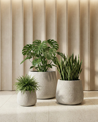 Panda Textured Fiberglass Planter – Soft Stone Grey