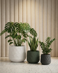 Flower Textured Fiberglass Planter – Geometric Finish