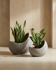 Eggo Fiberglass Planter – Sculptural Stone Finish