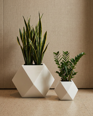 Diamond Fiberglass Planter – Matte White