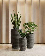 Areca Textured Fiberglass Planter – Charcoal Grey