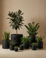 Cylinder Fiberglass Planter – Matte Black