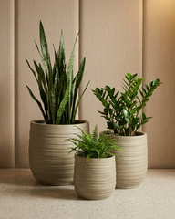 Cone Fiberglass Planter – Yellow Grey Finish