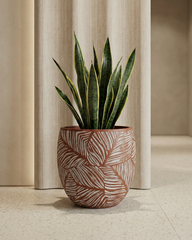 Leaf Fiberglass Planter – Terracotta
