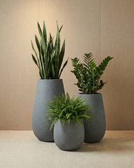 Omega Fiberglass Planter – Blue Grey Granite Finish