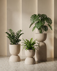 Drum Fiberglass Planter – Natural Stone Finish