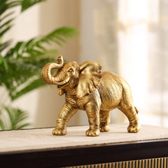 Decorative Golden Polyresin Elephant Figurine (Large)