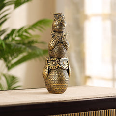 Decorative Golden Ornate Three Wise Owls Figurine