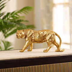 Decorative Gold Polyresin Tiger Figurine (Large)