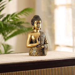 Decorative Antique Gold Meditating Buddha Statue, 24 cm