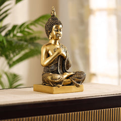 Ornate Joyful Sitting Buddha Figurine (Large)