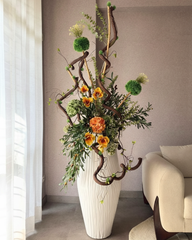 Towering Modern Dried Floral Floor Centerpiece With Pot