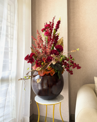 Dramatic Crimson Dried Flower Centerpiece With Pot