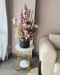 Pink Lily & Delphinium Dried Floral With Pot