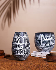 Tribal Pattern Metal Vase