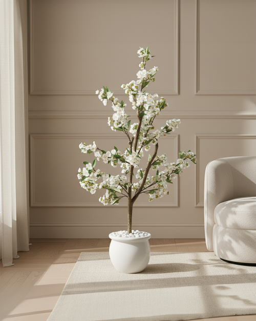 Artificial White Cherry Blossom Tree 120cm (4ft)