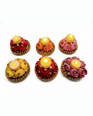Set of 6 Assorted Floral Tealight Holders