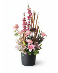 Pink Lily & Delphinium Dried Floral With Pot