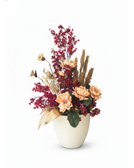 Crimson & Peach Dried Floral Arrangement With Pot