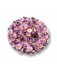 Mauve Rose & Lavender Daisy Artificial Flower Tealight Holders