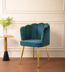 Teal Shell Velvet Lounge Chair