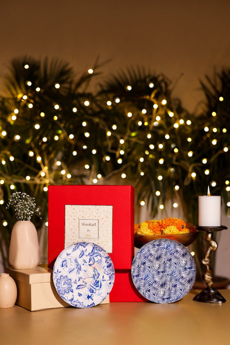 Alamkari India Blue Blossom Wall Plate Hamper
