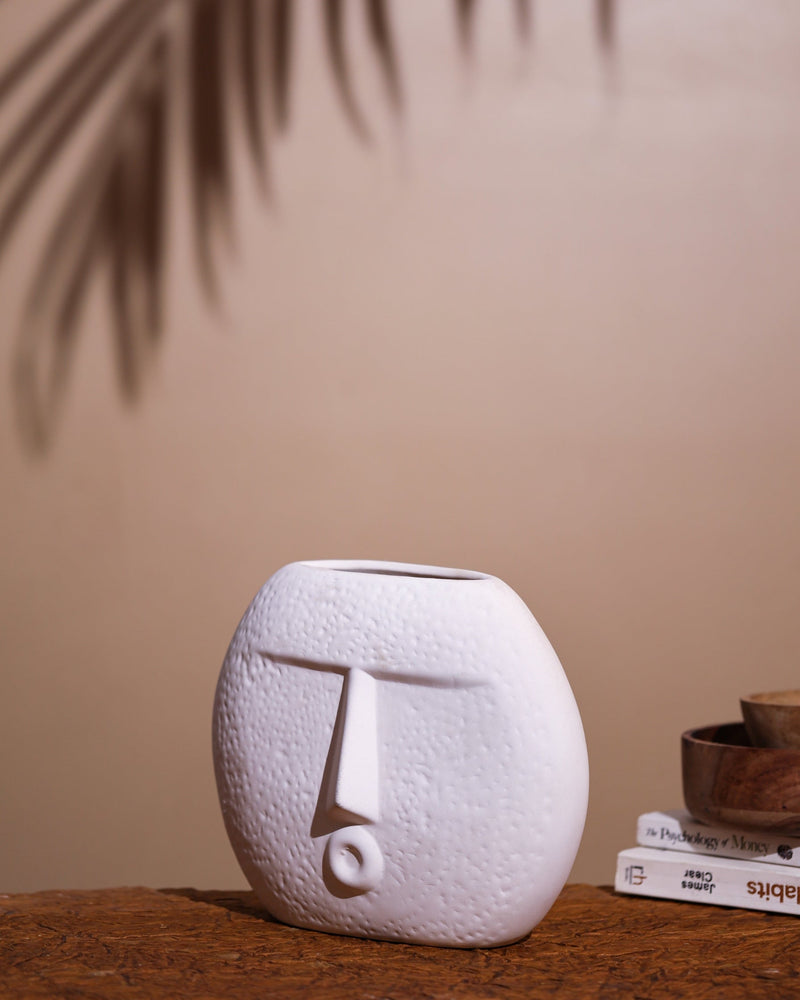 Alamkari India Ceramic Abstract Face Ceramic Vase