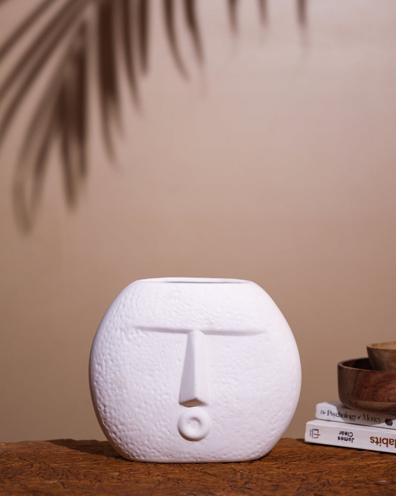 Alamkari India Ceramic Abstract Face Ceramic Vase