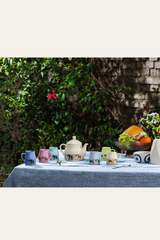Alamkari India Ceramic Animal Print Tea Kettle Set with 6 Cups