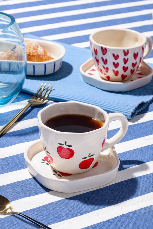 Alamkari India Ceramic Apple-Eye Cup & Saucer Set