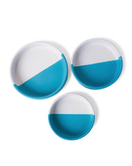 Alamkari India Ceramic Aqua Dip Ceramic Platter Set