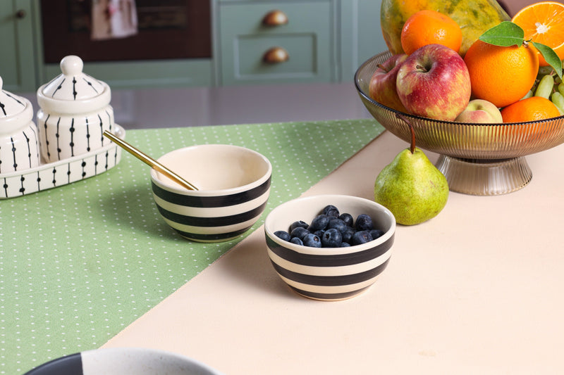 Alamkari India Ceramic Blaze Black Soup Bowl - Set of 2