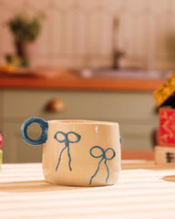 Alamkari India Ceramic Blue Bowtie Ceramic Tea Cup