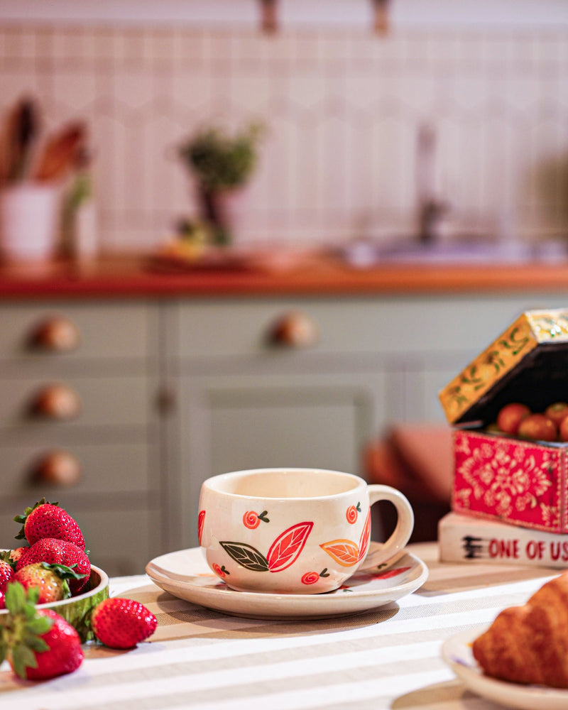 Alamkari India Ceramic Bluebell Cup and Saucer Set