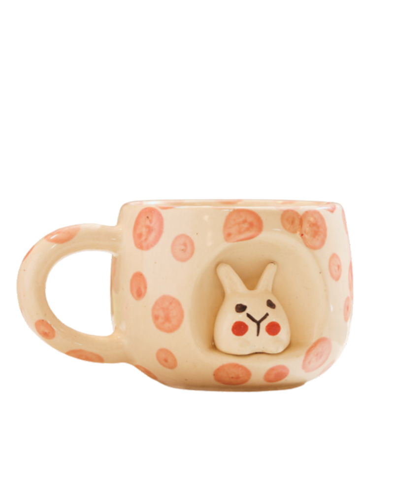 Alamkari India Ceramic Bunny Face Sculpted Mug