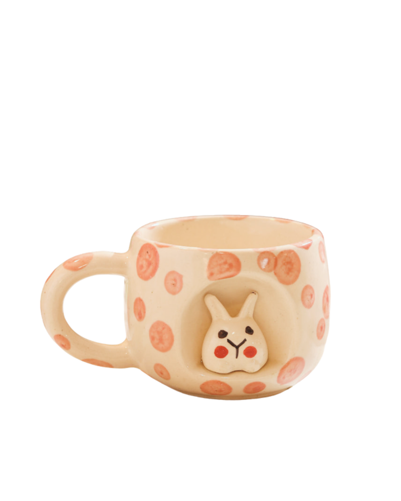 Alamkari India Ceramic Bunny Face Sculpted Mug