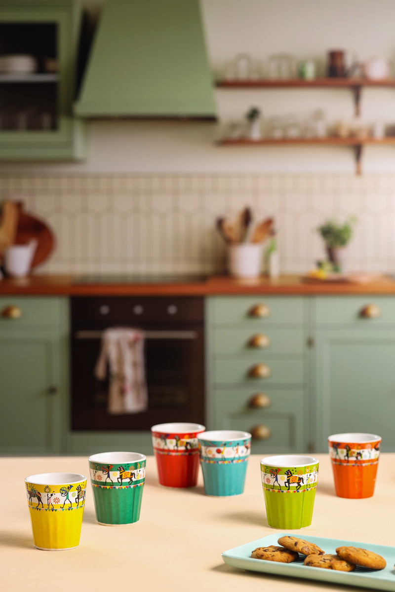 Alamkari India Ceramic Chai Cut Kulhad CUP - Set of 6