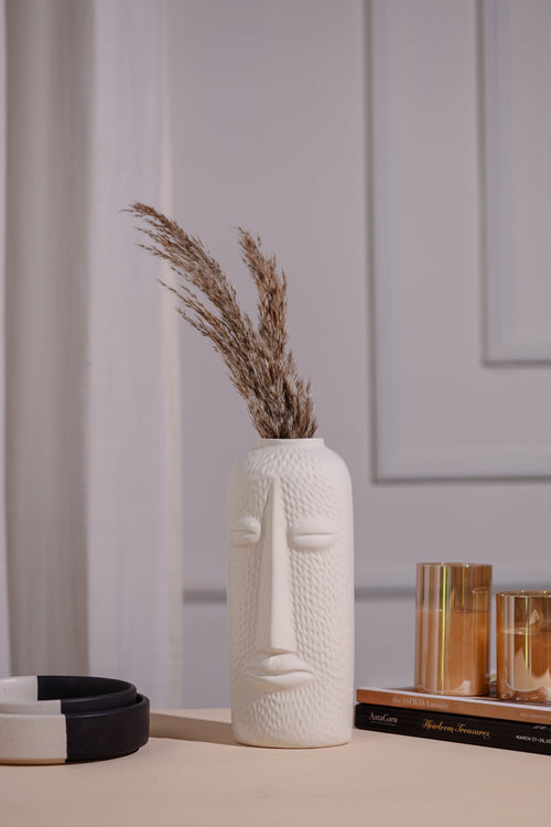 Alamkari India Ceramic Composed Facial Flower Vase