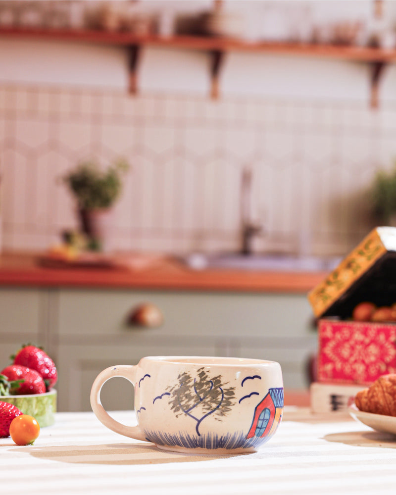 Alamkari India Ceramic Countryside Cottage Ceramic Mug