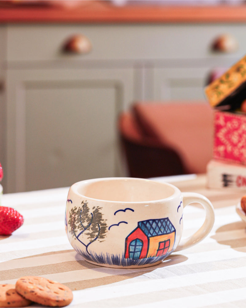 Alamkari India Ceramic Countryside Cottage Ceramic Mug