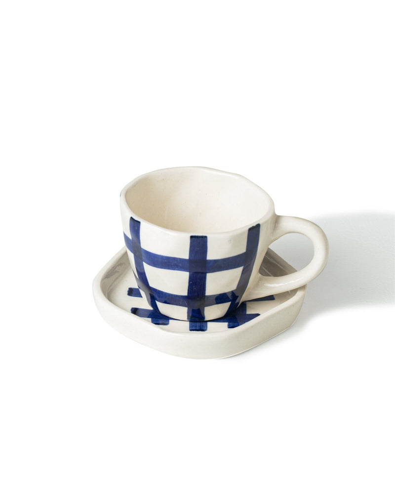 Alamkari India Ceramic Criss-Cross Cup & Saucer Set