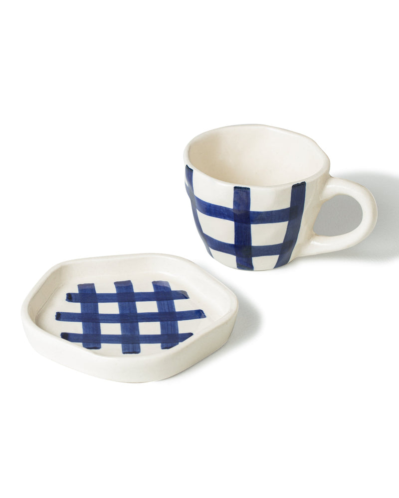 Alamkari India Ceramic Criss-Cross Cup & Saucer Set