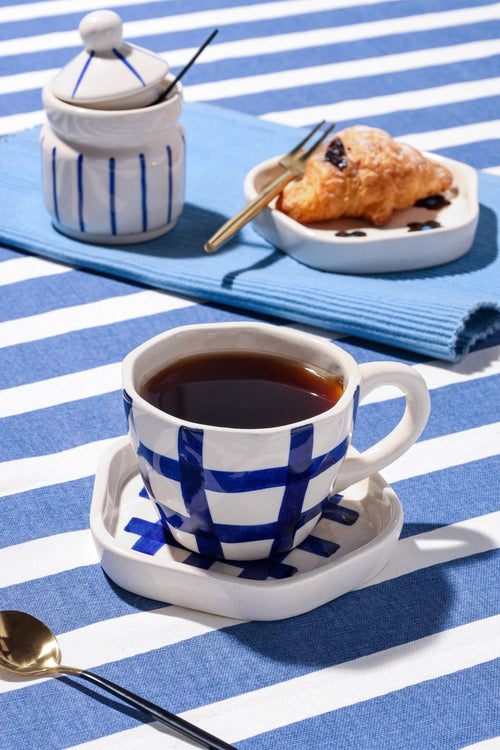 Alamkari India Ceramic Criss-Cross Cup & Saucer Set