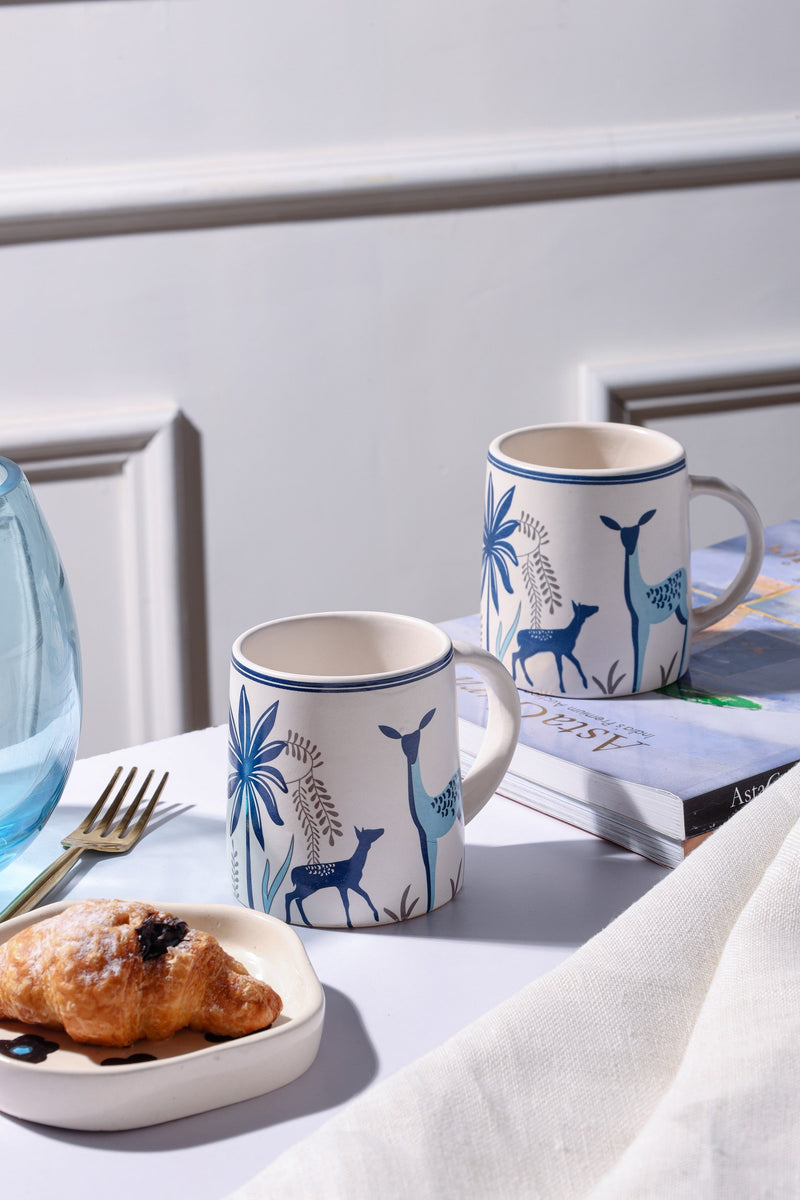 Alamkari India Ceramic Deer Design Coffee Mug