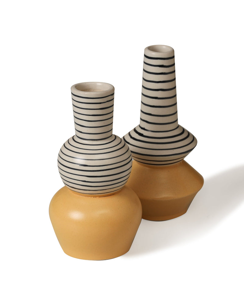 Alamkari India Ceramic Dip-Dope Vase Set