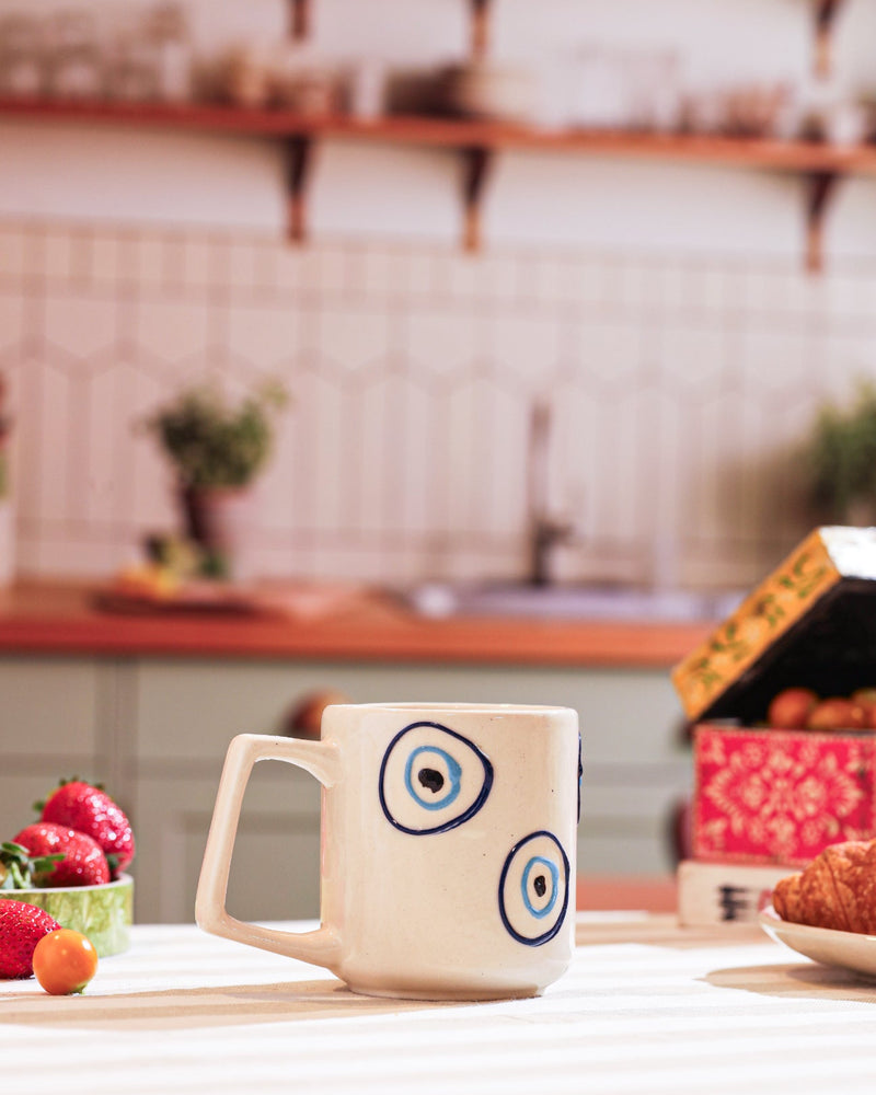 Alamkari India Ceramic Evil Eye Protection Ceramic Mug