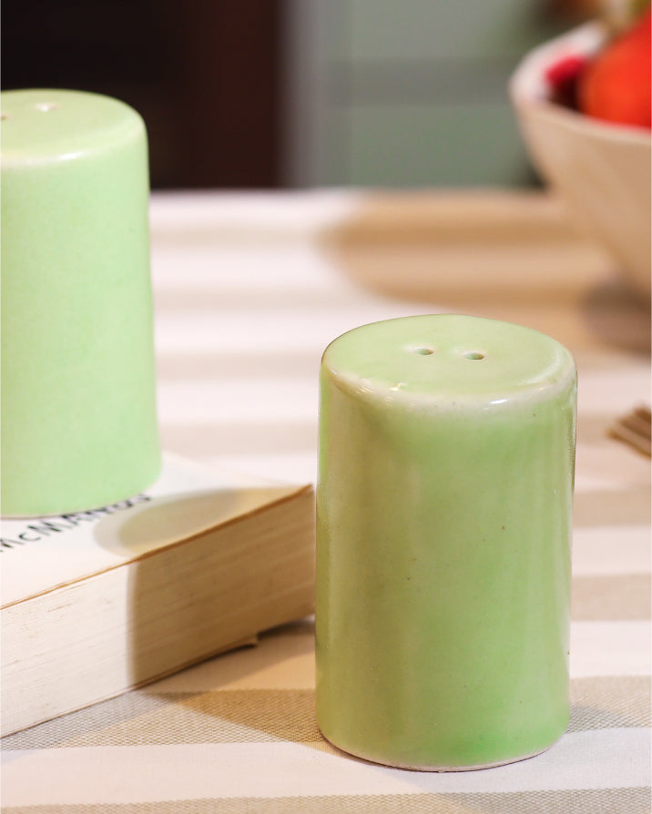 Alamkari India Ceramic Fresh Green Ceramic Salt & Pepper Shaker Set