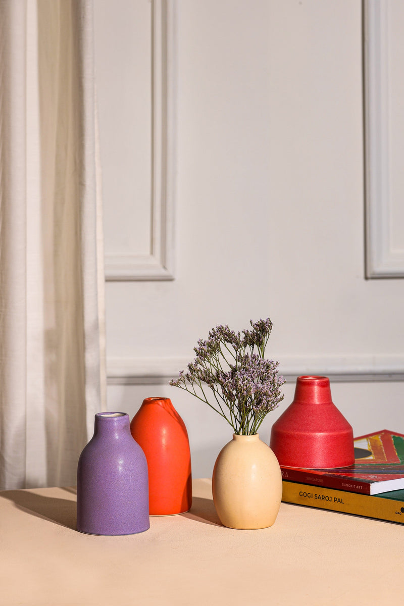 Alamkari India Ceramic Geometry set Flower vase Set of 4
