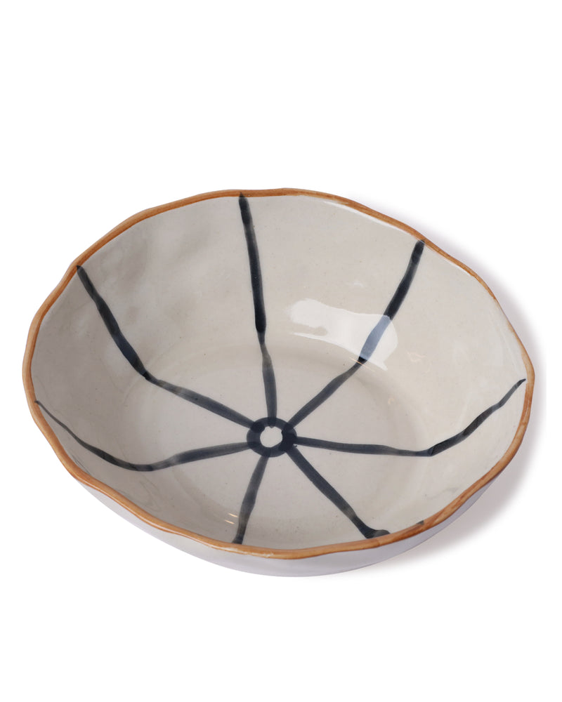 Alamkari India Ceramic Hand-Painted Abstract Line Ceramic Bowl