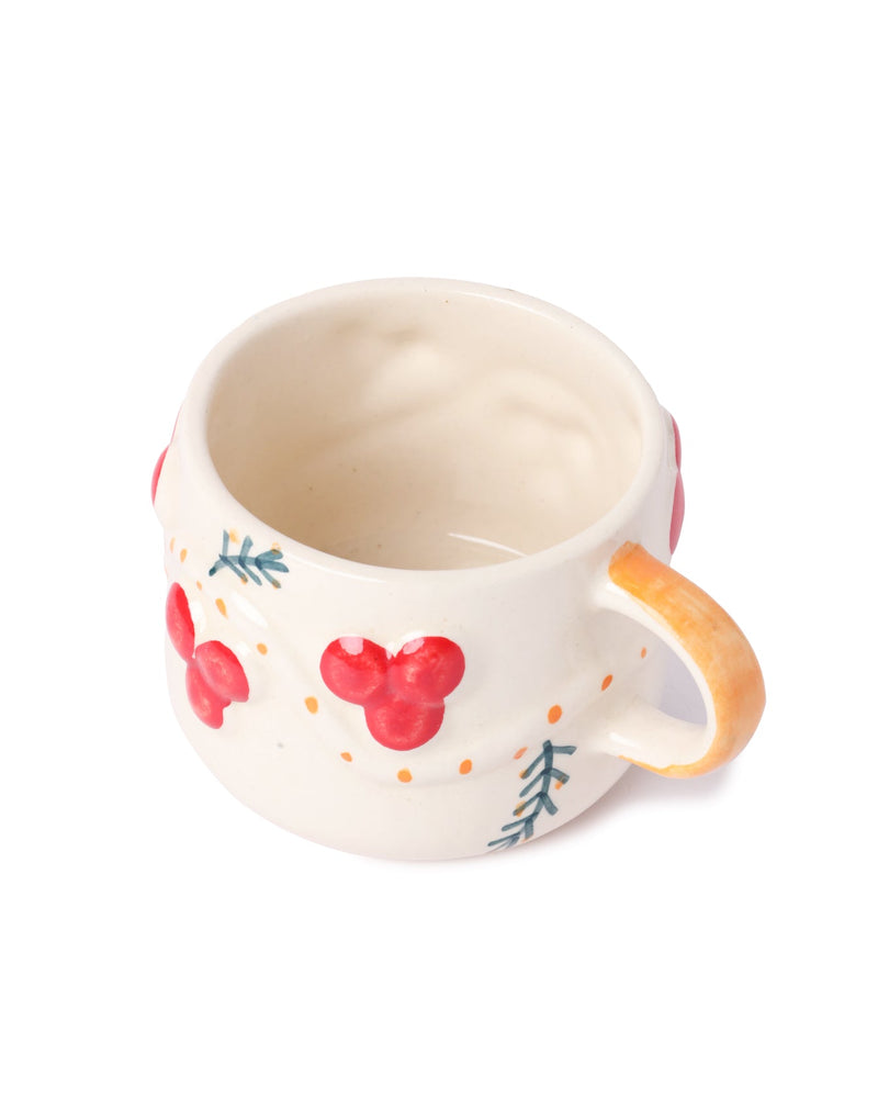 Alamkari India Ceramic Hand-Painted Berry & Pine Mug